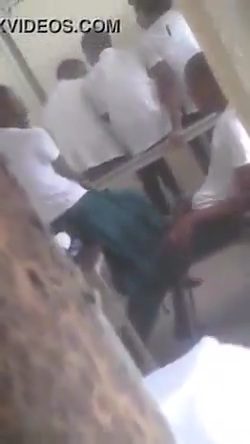 Horny student riding dick during class